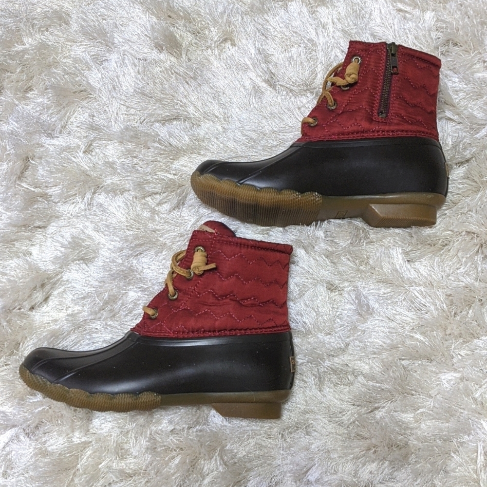 Women's Sperry Top Sider Saltwater Chevron Red Boots 6 - Picture 6 of 9